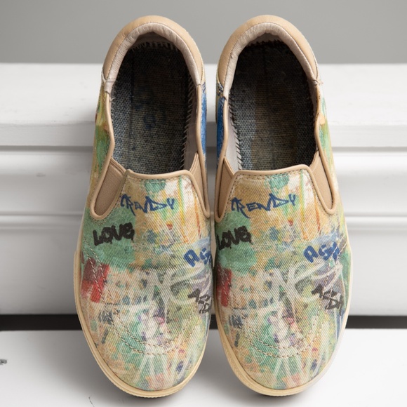 ASH DESIGNER Womens Sz 38 (7.5) Jungle Graffiti Platform Slip-On Sneakers Artsy - Picture 7 of 8